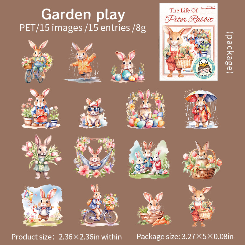 0404 The Life of Peter Rabbit Series PET Sticker -15Pcs each pack