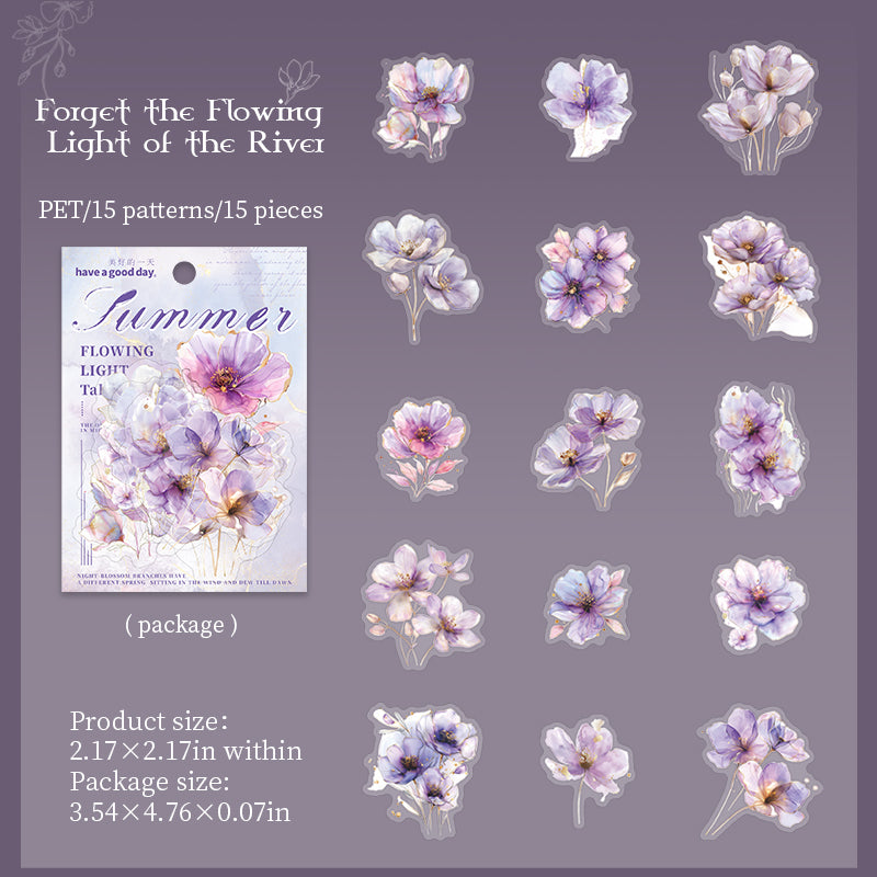 Flowers PET sticker -15Pcs each pack