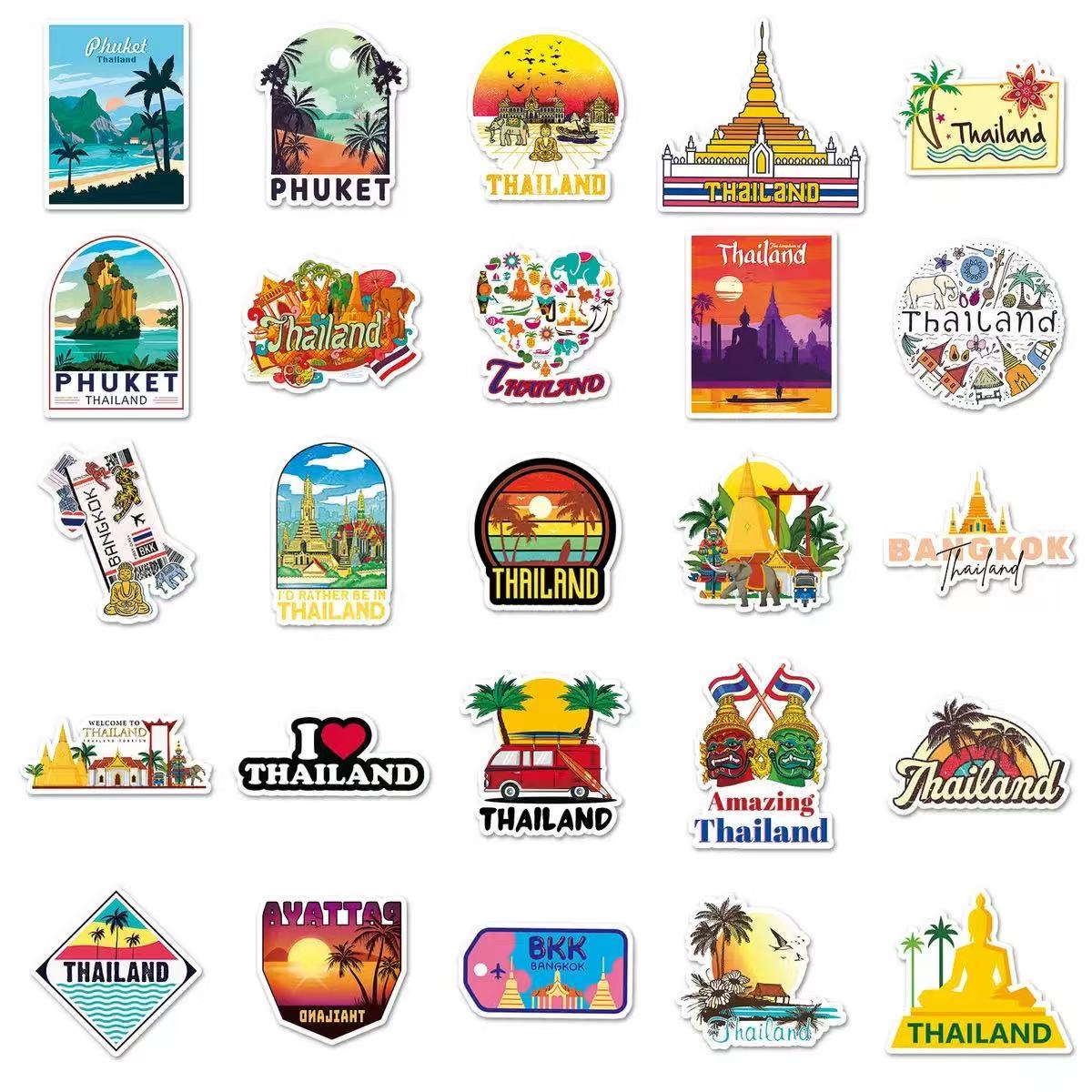 0609 50 Thailand travel Stickers solid with white border
