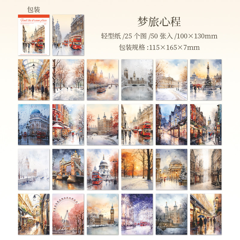 The scenery of the journey paper -50Pcs each pack