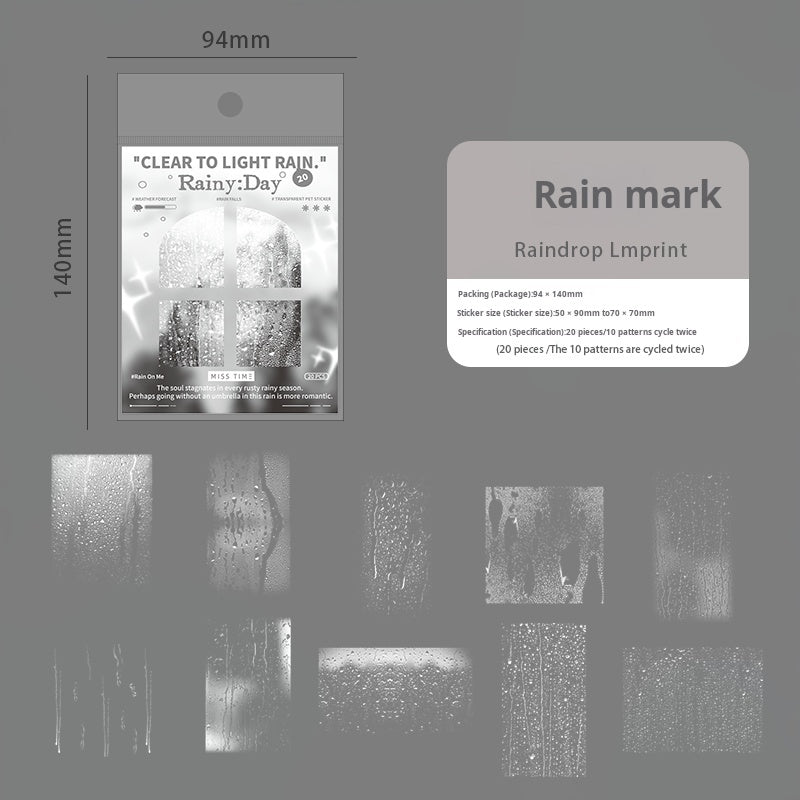 Rainy day PET sticker -20Pcs each pack