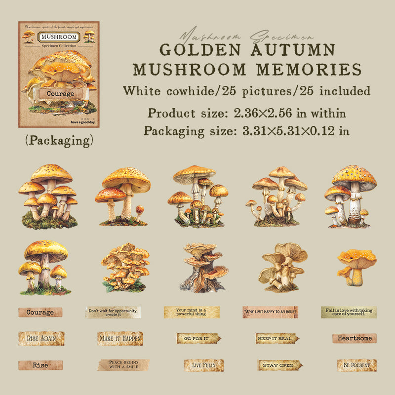 Mushroom Solid sticker -25Pcs each pack