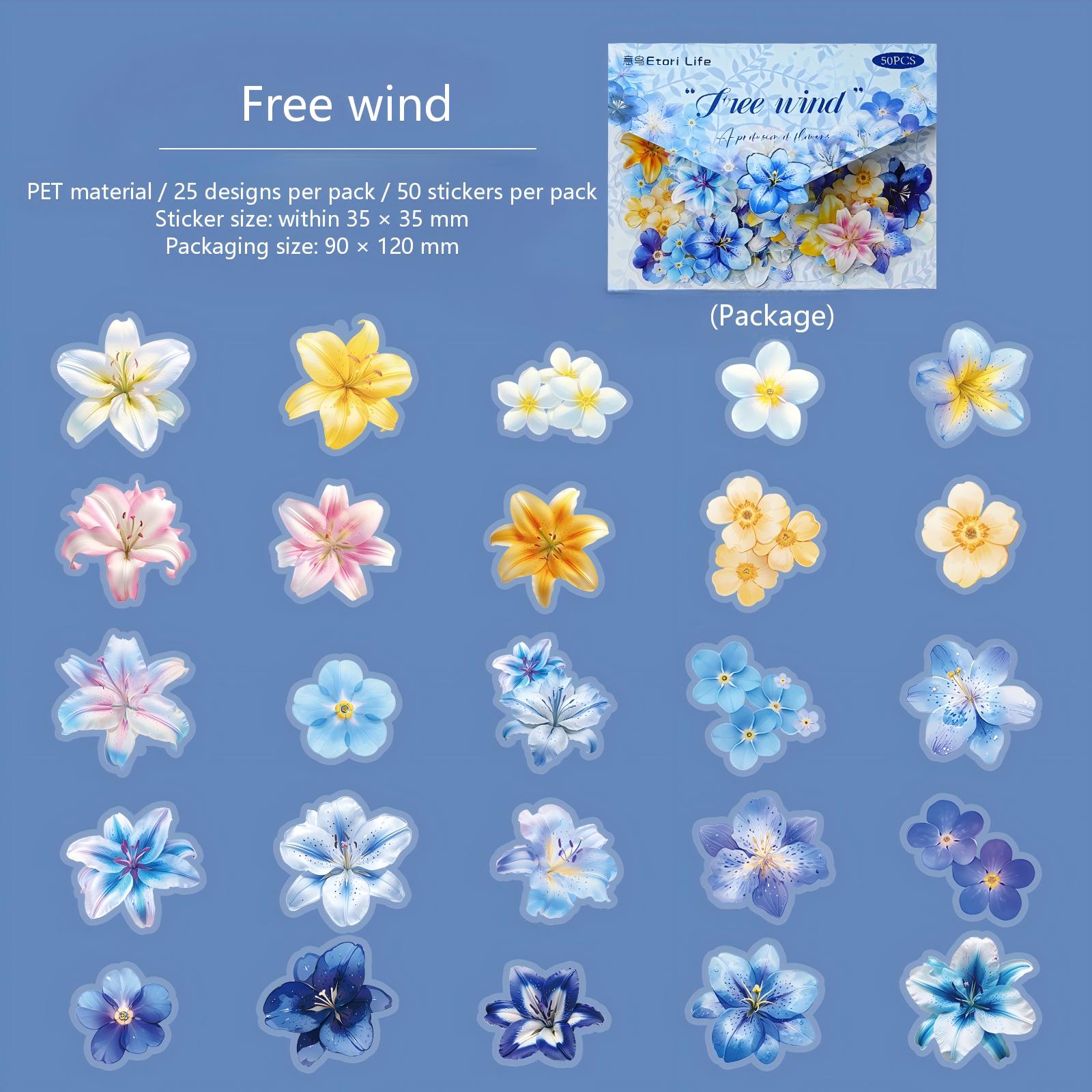 Flower theme PET sticker -50Pcs each pack