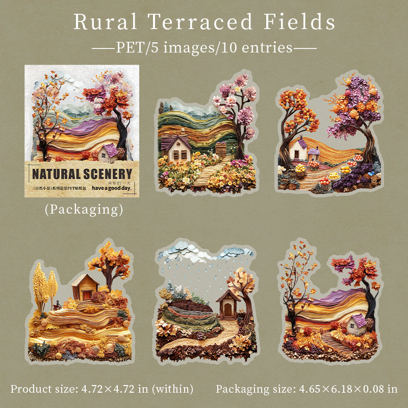 Natural Scenery PET Stickers -10Pcs each pack