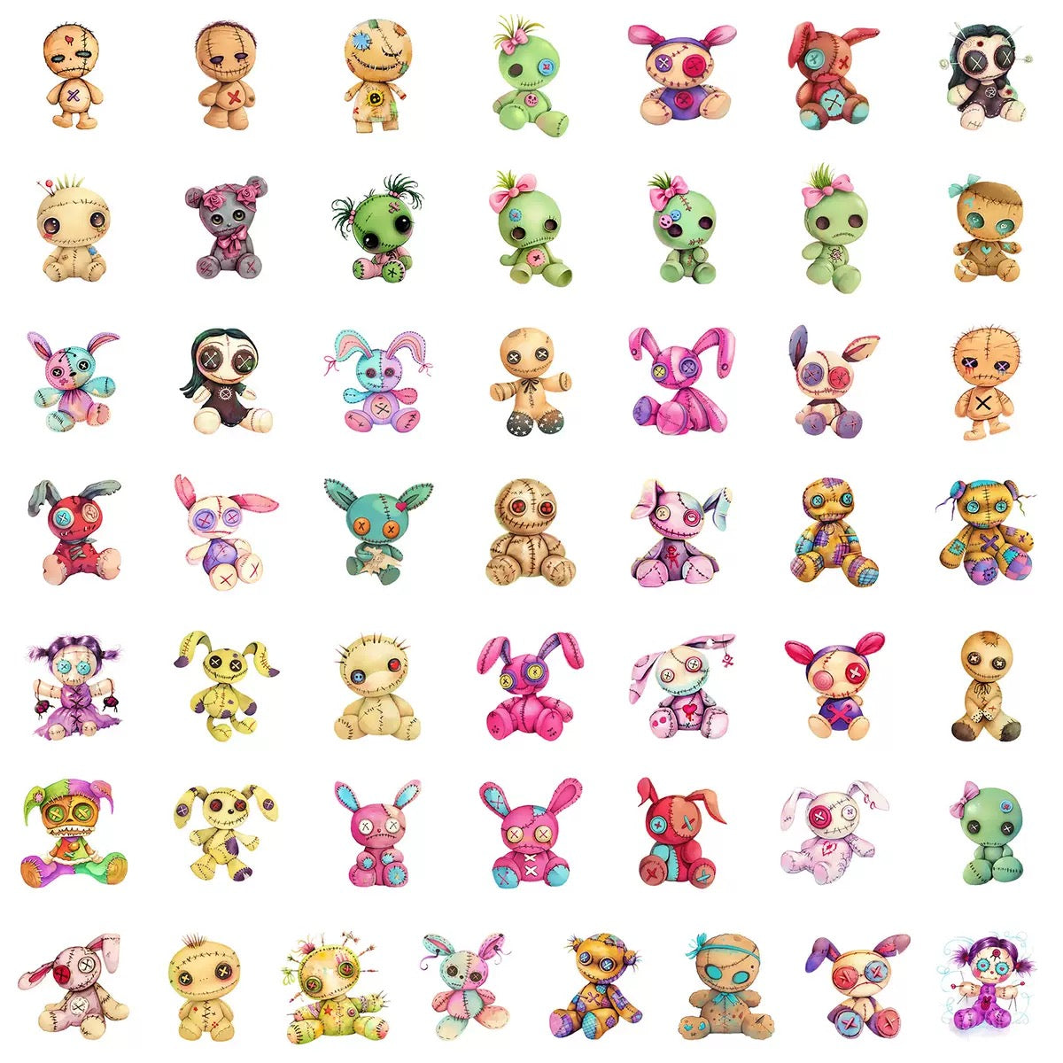 0603 50 Dark doll Stickers solid with white border