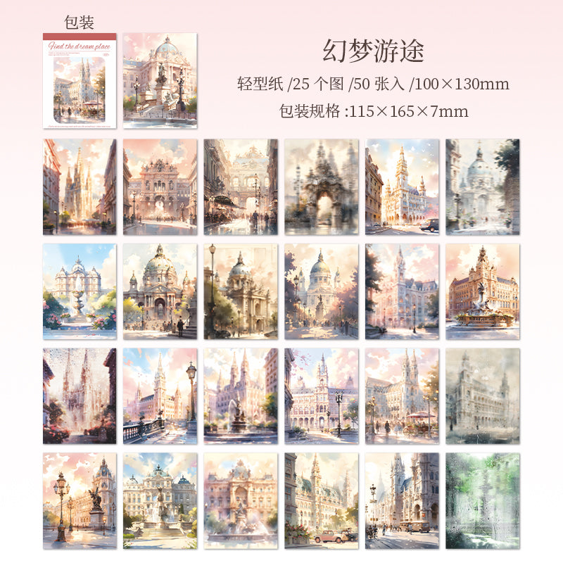 The scenery of the journey paper -50Pcs each pack