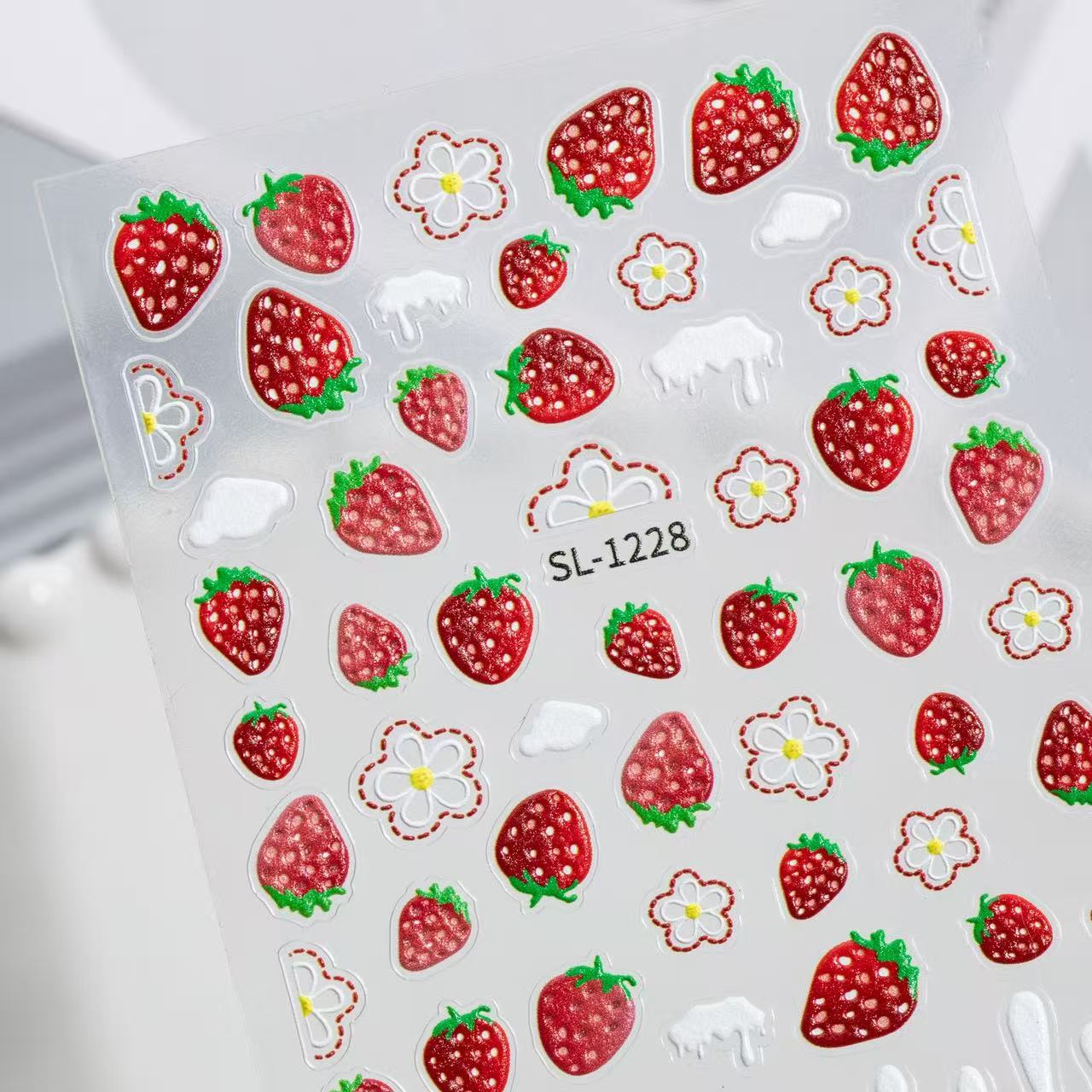 M74- Strawberries Embossed Mini sticker 1 Pcs