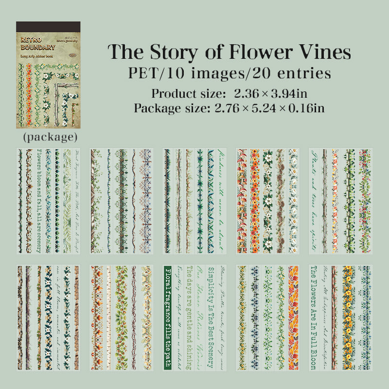 Vintage Boundary PET sticker Book -20Pcs each pack