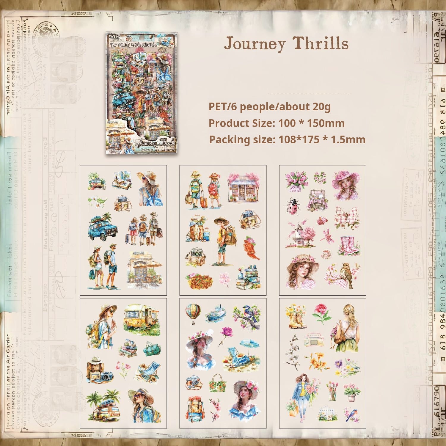 The floating world collection PET sticker -6Pcs each pack