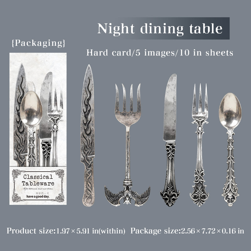 Classical tableware cardstock sticker -10Pcs each pack