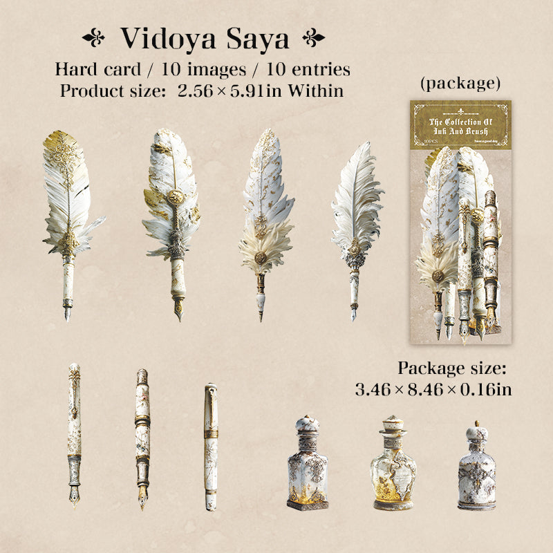 Feather pen cardstock sticker -10Pcs each pack
