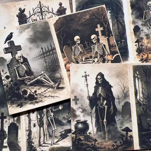 Vintage Gothic Halloween Graveyard papers layered