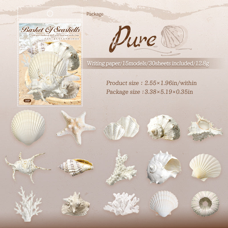Shell cardstock sticker -30Pcs each pack