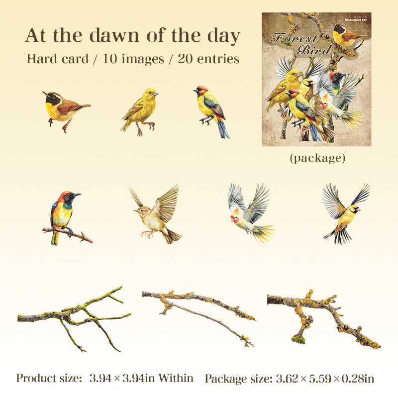 Forest bird cardstock sticker -20Pcs each pack