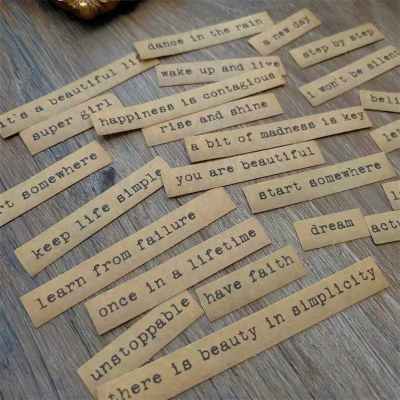 Vintage Positive English Phrases Solid sticker -24Pcs each pack