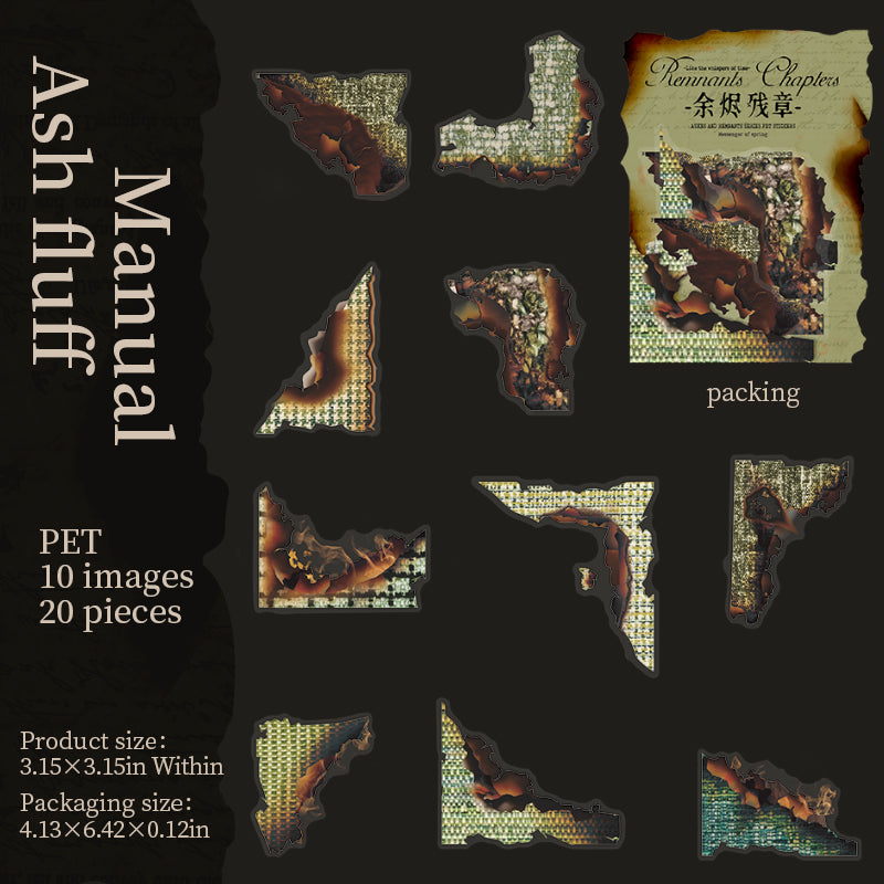 Burnt remains of paperk PET sticker -20Pcs each pack