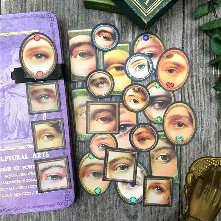 Vintage Oil Painting Eyes solid Stickers -23Pcs each pack