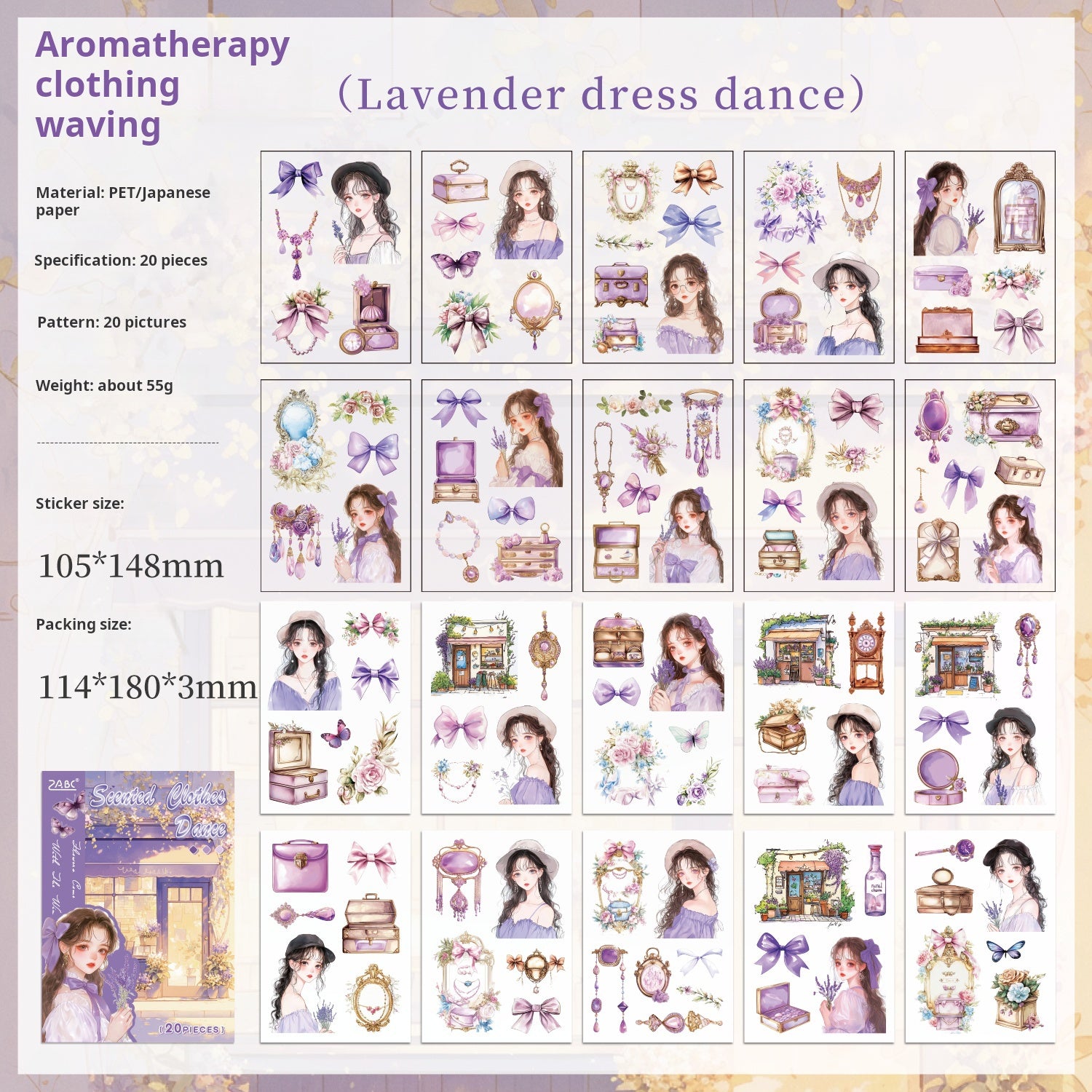 Character PET & Washi pre-cut Sticker Book -20Pcs each pack