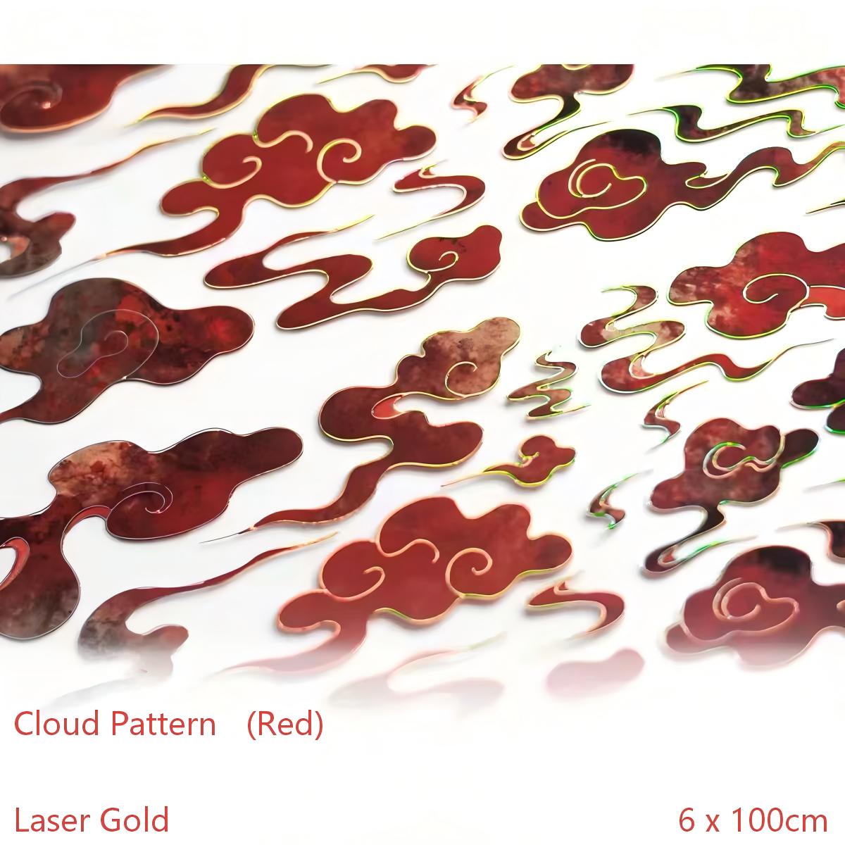 Cloud Pattern Red (Laser Gold) PET Tape (6 x 100 cm) 1 loop