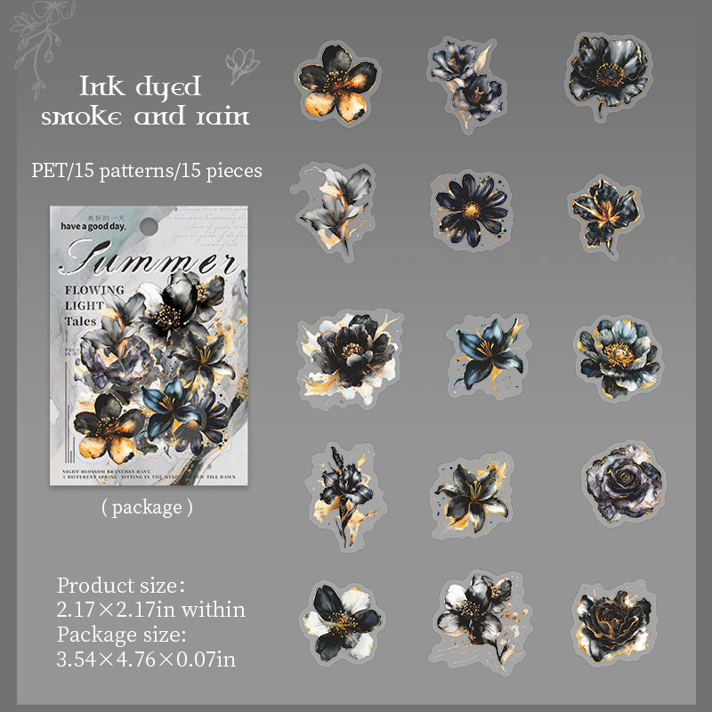 Flowers PET sticker -15Pcs each pack
