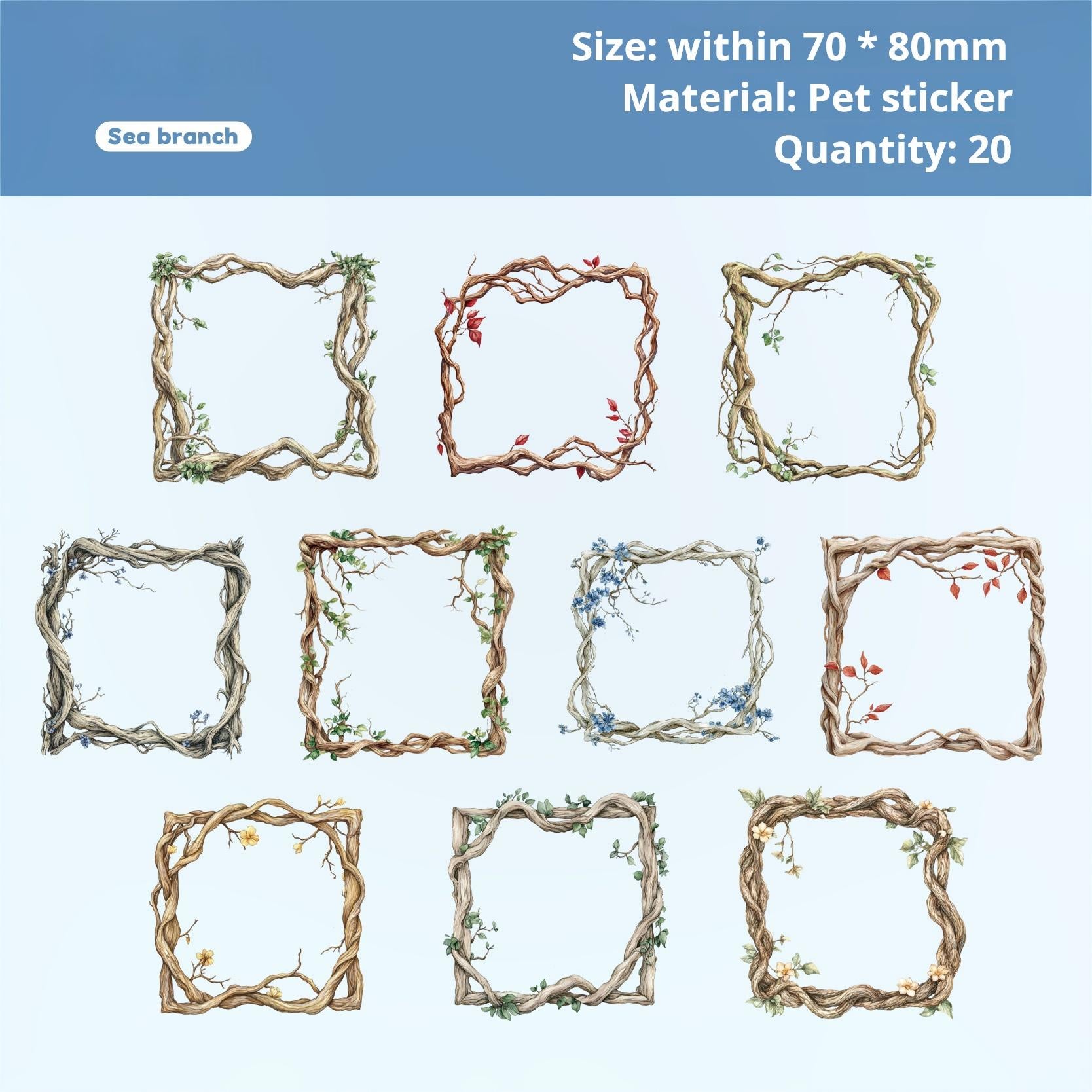 Tree vine circle PET Sticker -20Pcs each pack