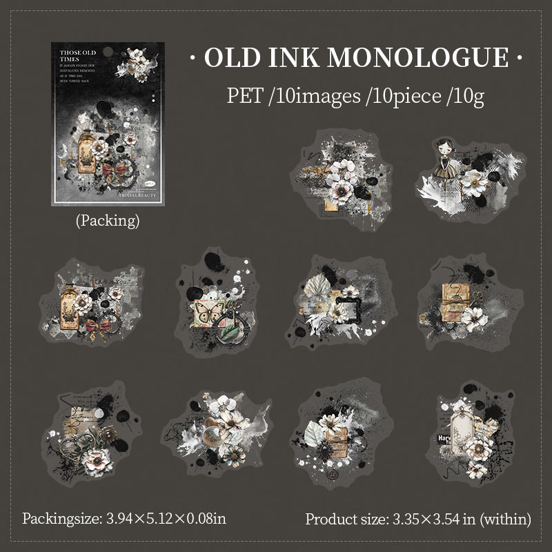 Vintage PET Sticker -10Pcs each pack