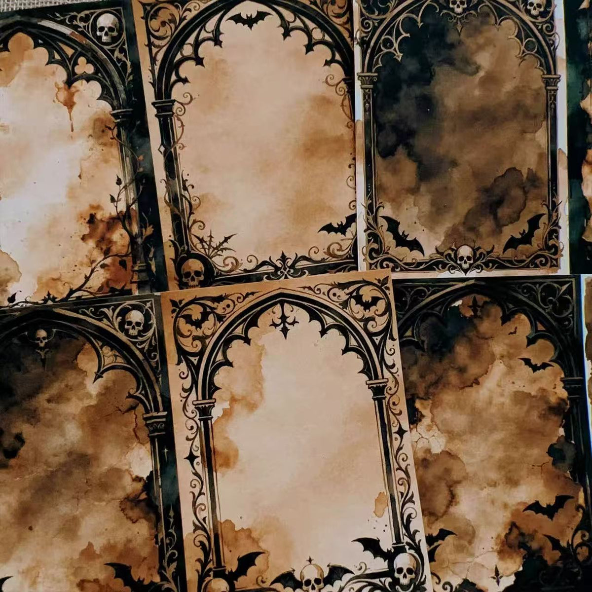 A4 size Vintage Gothic Borders Style paper 2 pcs (Uncut, with white borders)