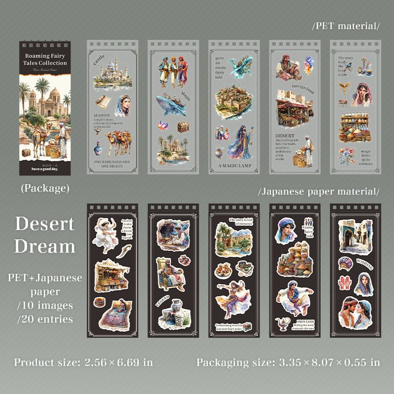Roaming Fairy Tales Collection Sticker Book (PET & Washi) -20Pcs each pack