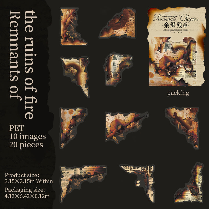 Burnt remains of paperk PET sticker -20Pcs each pack