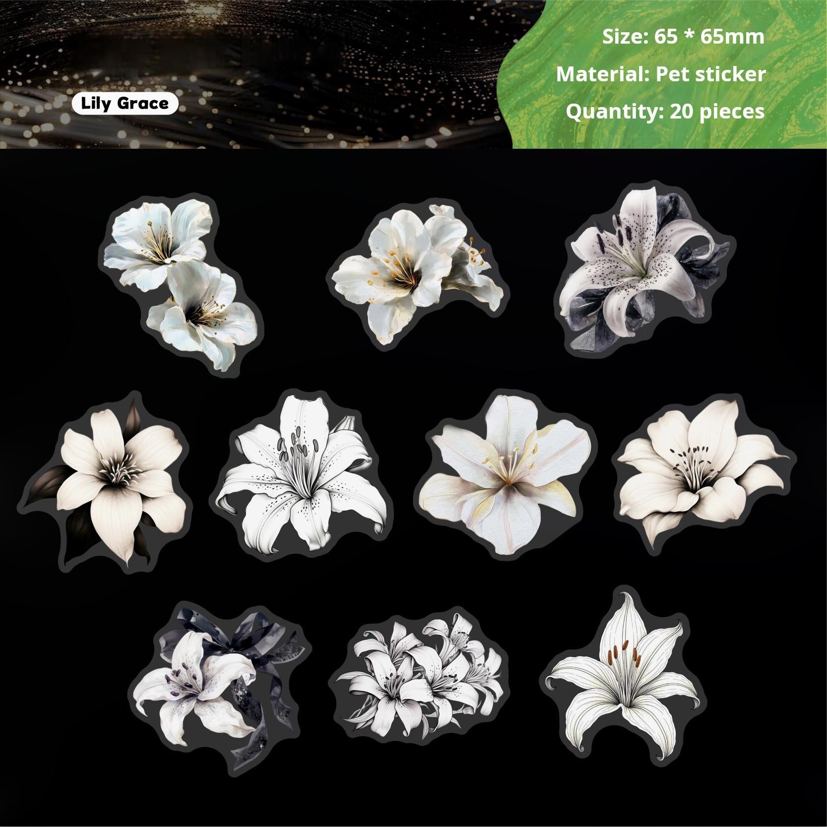 0813 Ink bloom PET Sticker -20Pcs each pack