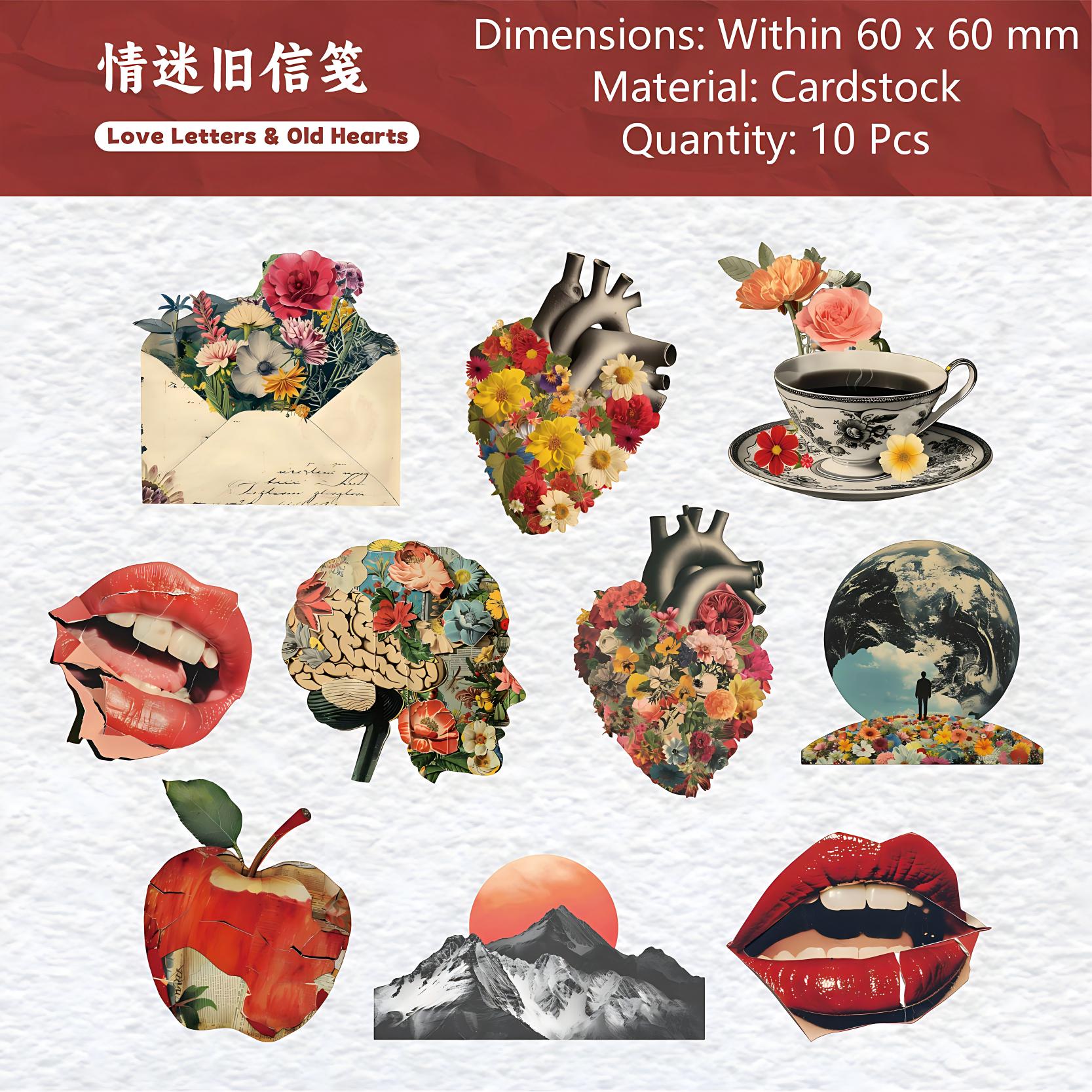 260415 Old Dreams Collage Poetry cardstock sticker -10Pcs each pack