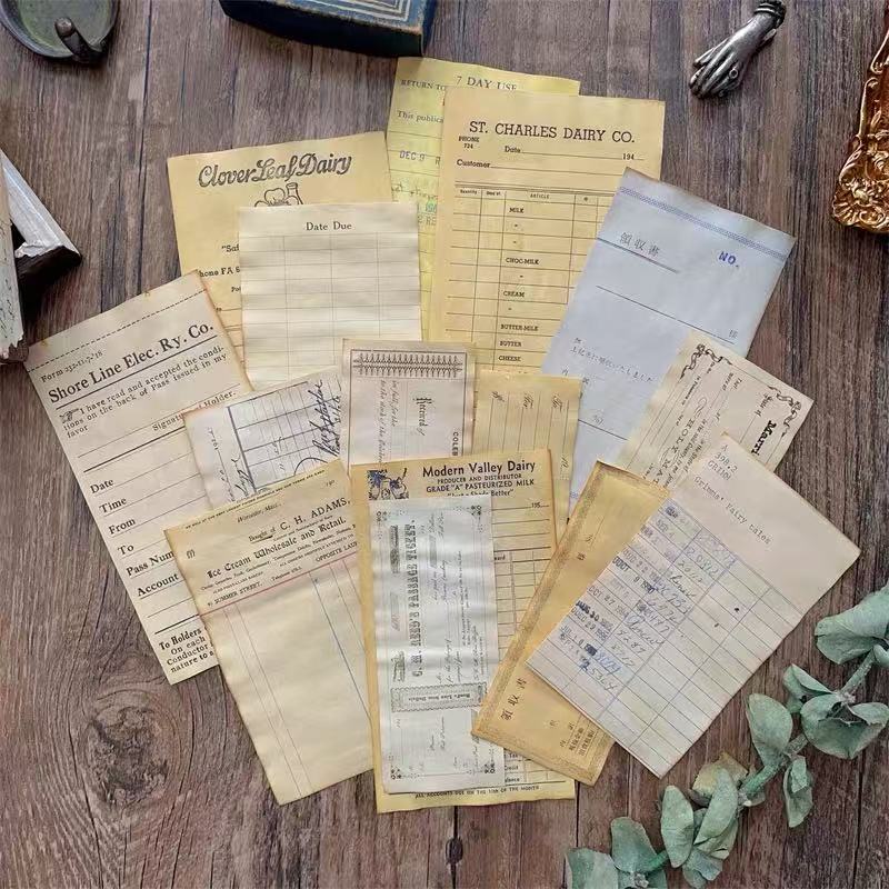 Vintage Receipts Hand-Dyed Paper -13Pcs each pack