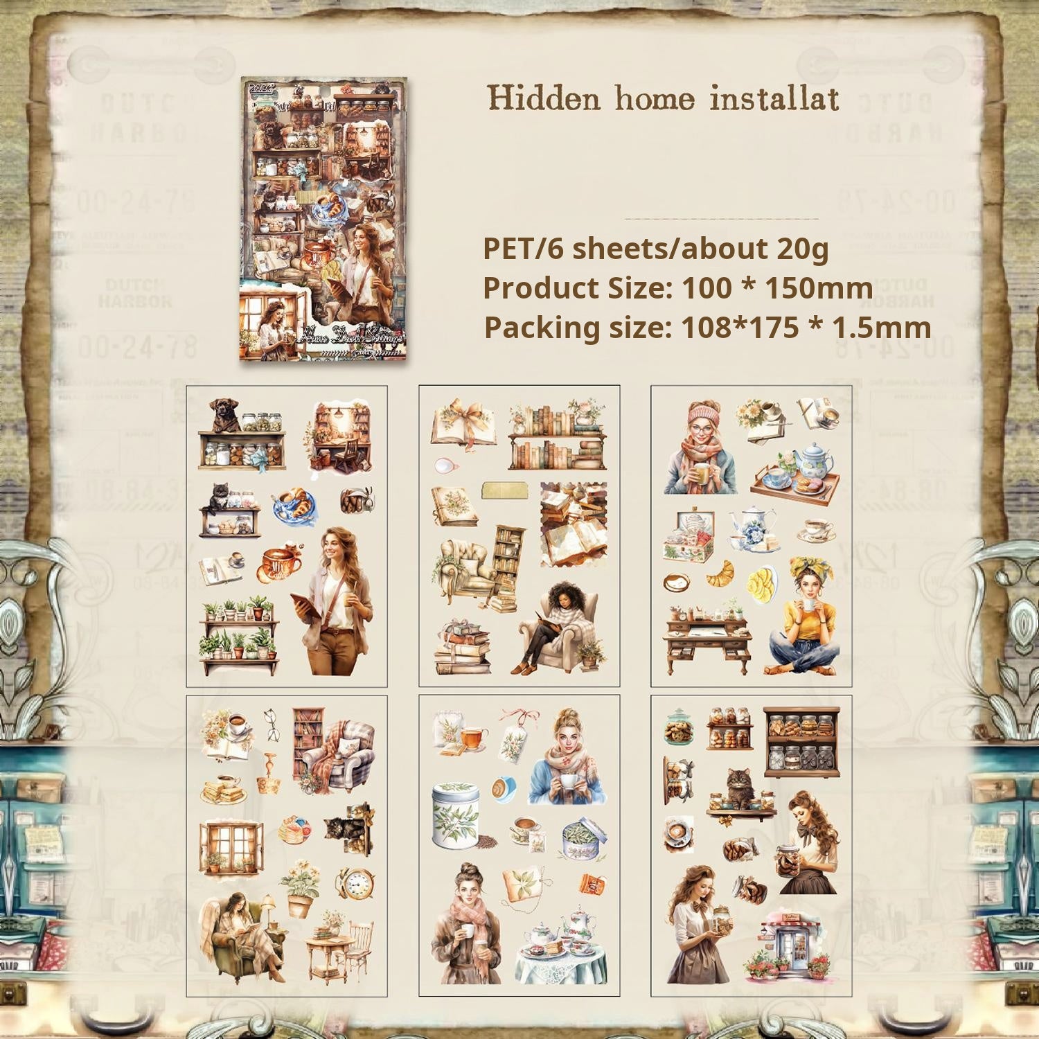 The floating world collection PET sticker -6Pcs each pack