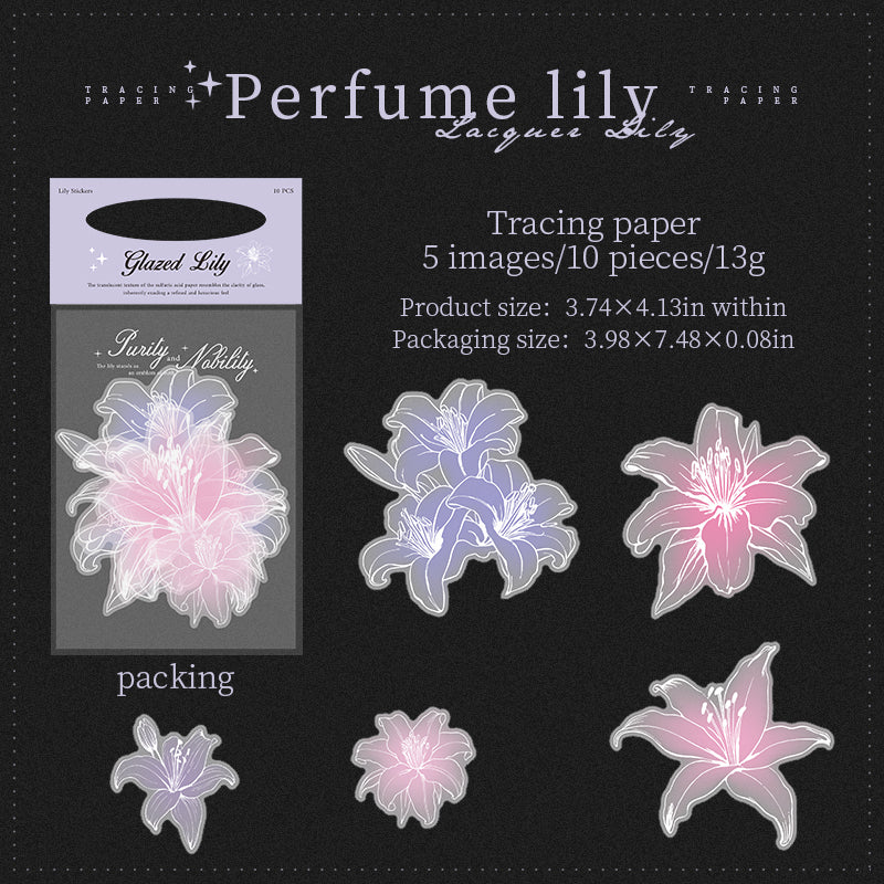 Glazed Lily vellum paper Sticker -10Pcs each pack