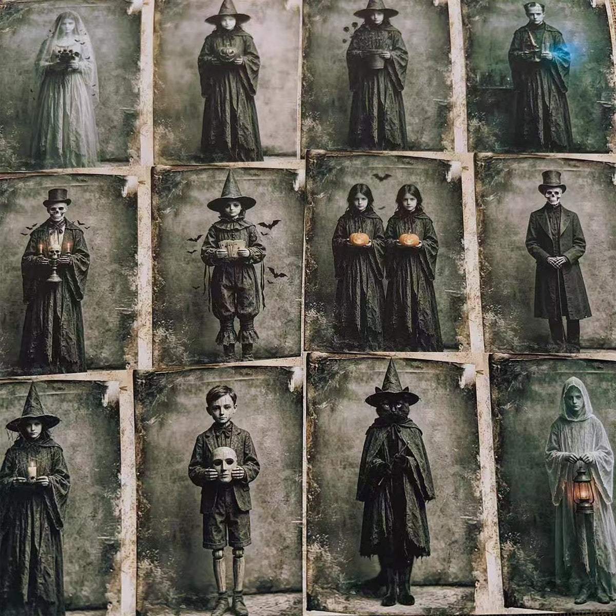 A4 size Vintage Gothic Halloween Style paper 3 pcs (Uncut, with white borders)