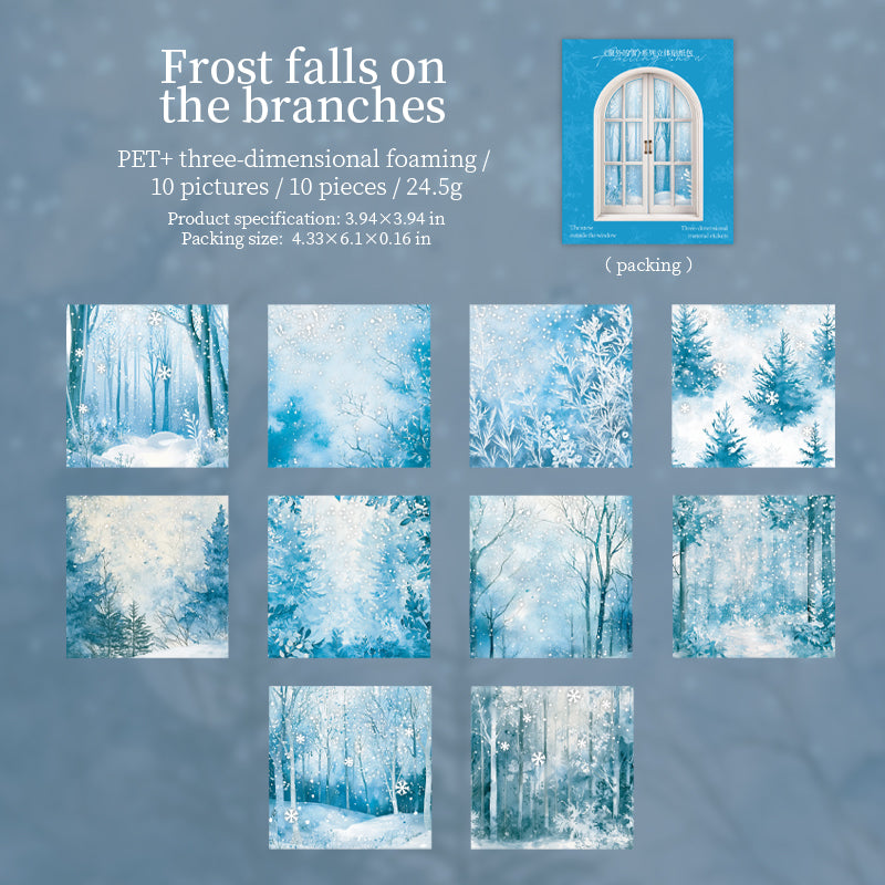 Snow outside the window PET sticker -10Pcs each pack