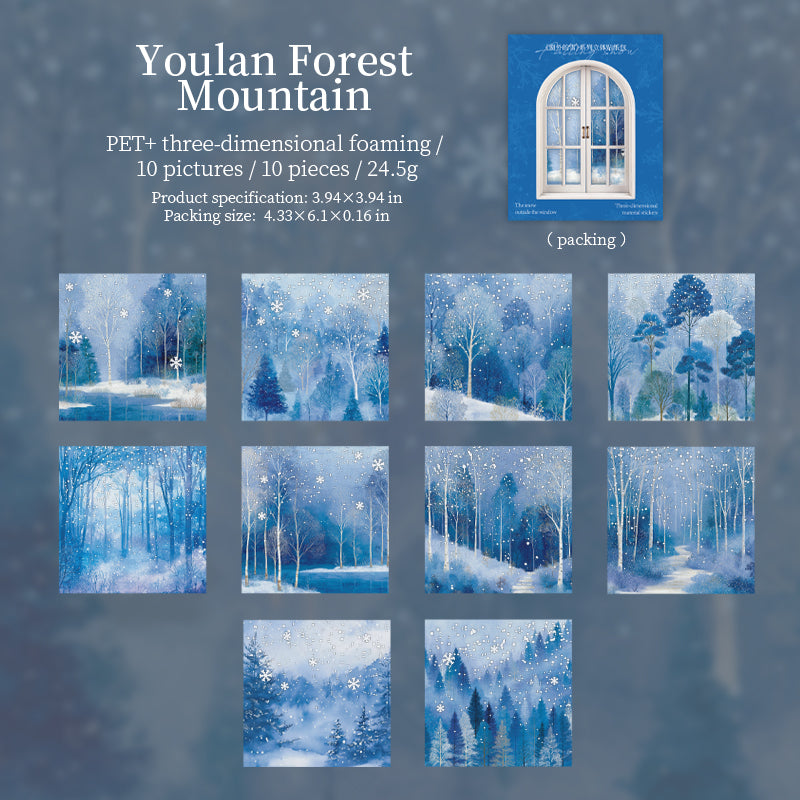 Snow outside the window PET sticker -10Pcs each pack
