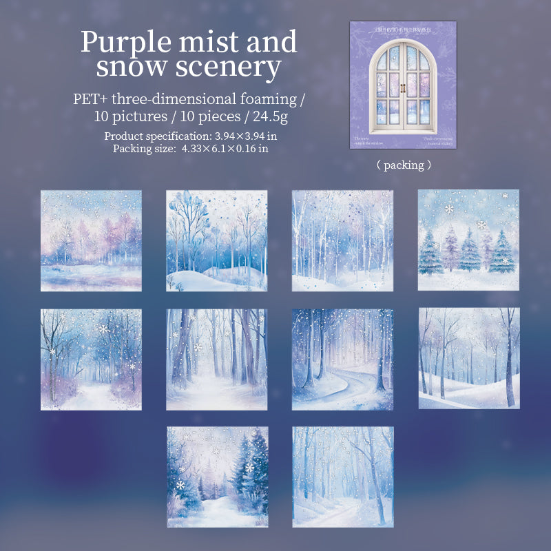 Snow outside the window PET sticker -10Pcs each pack