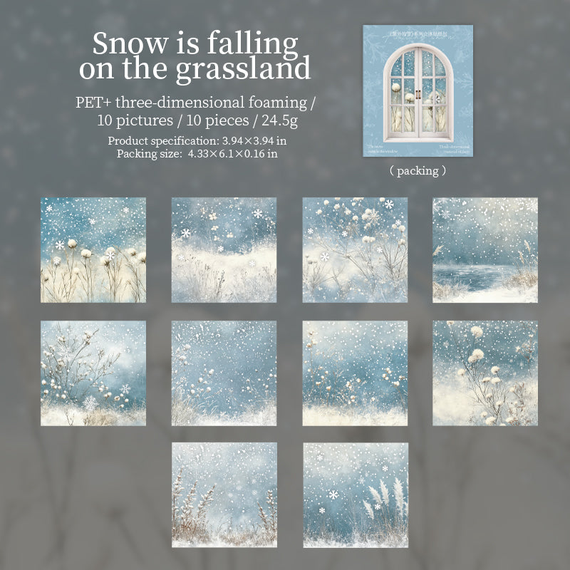 Snow outside the window PET sticker -10Pcs each pack