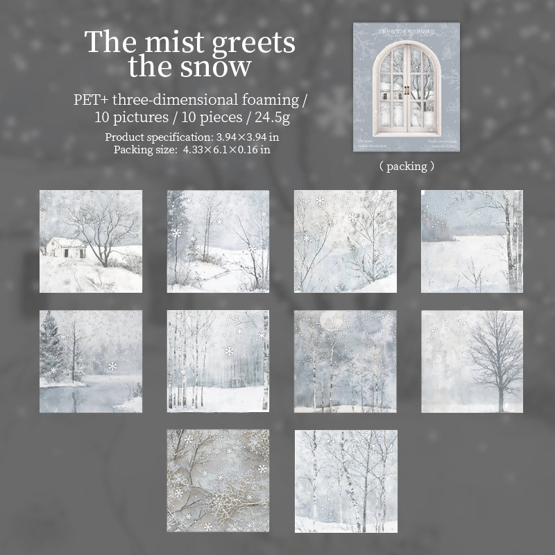 Snow outside the window PET sticker -10Pcs each pack