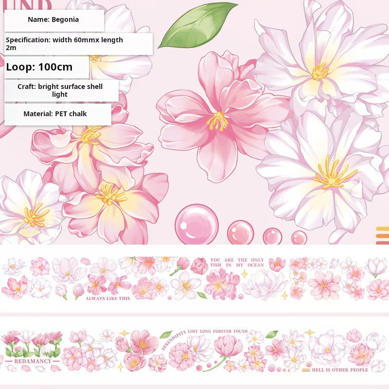 T-140- begonia in bloom PET tape -6cm*2m