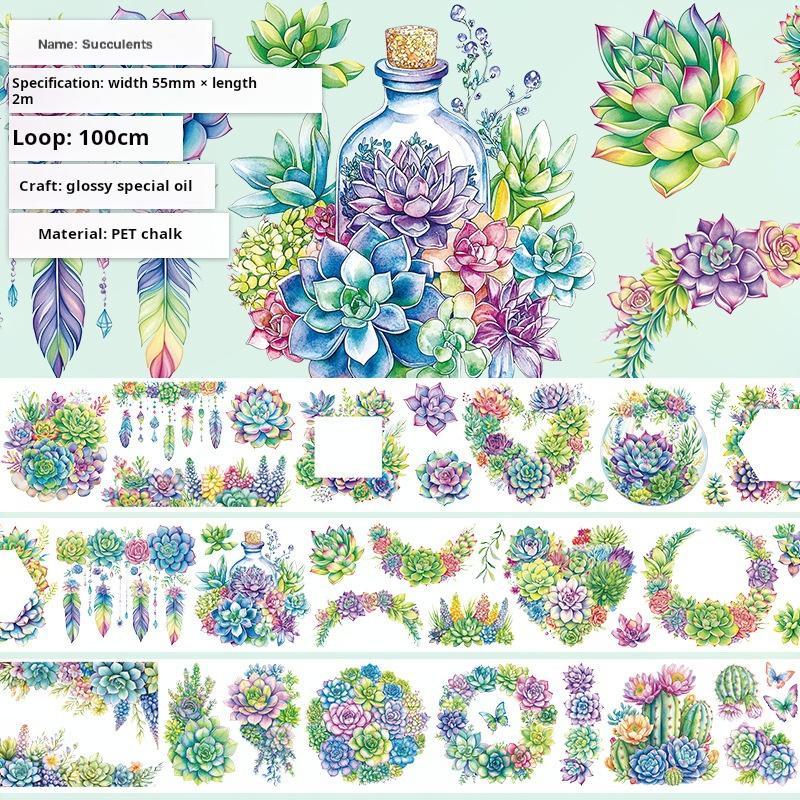 T-142- Succulents PET tape -5.5cm*2m