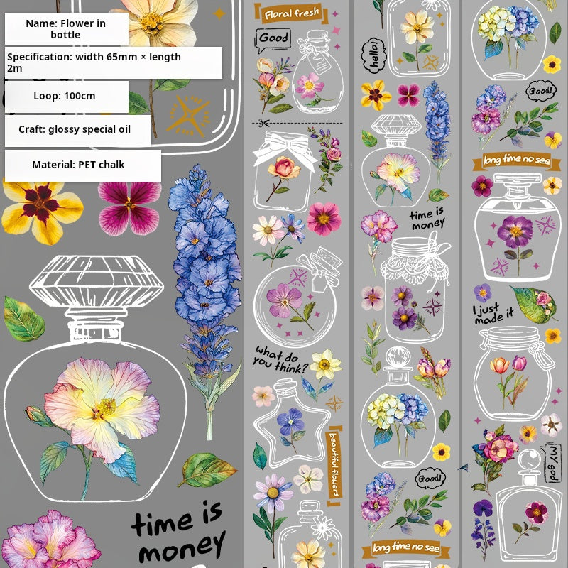 0616 T-248 Flower in bottle PET tape -6.5cm*2m