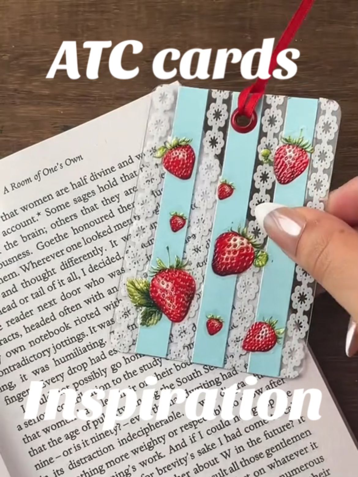 Strawberry bookmark ATC cards