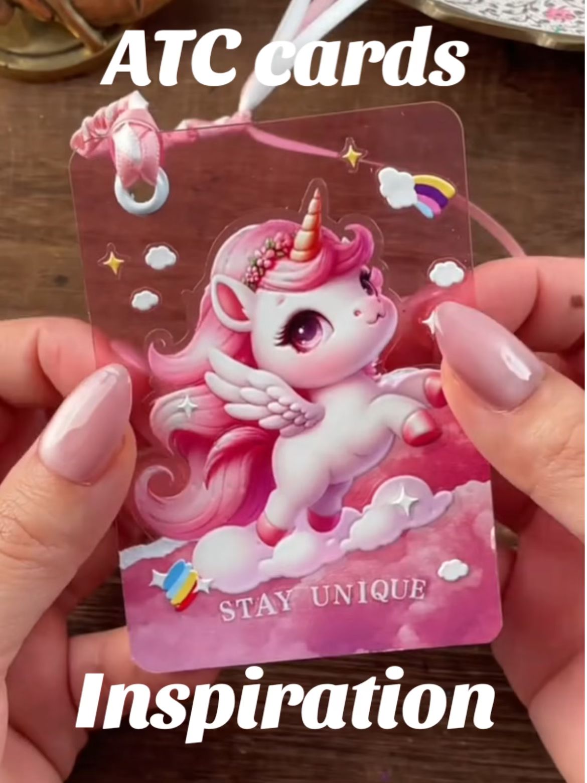 Unicorn bookmark ATC cards