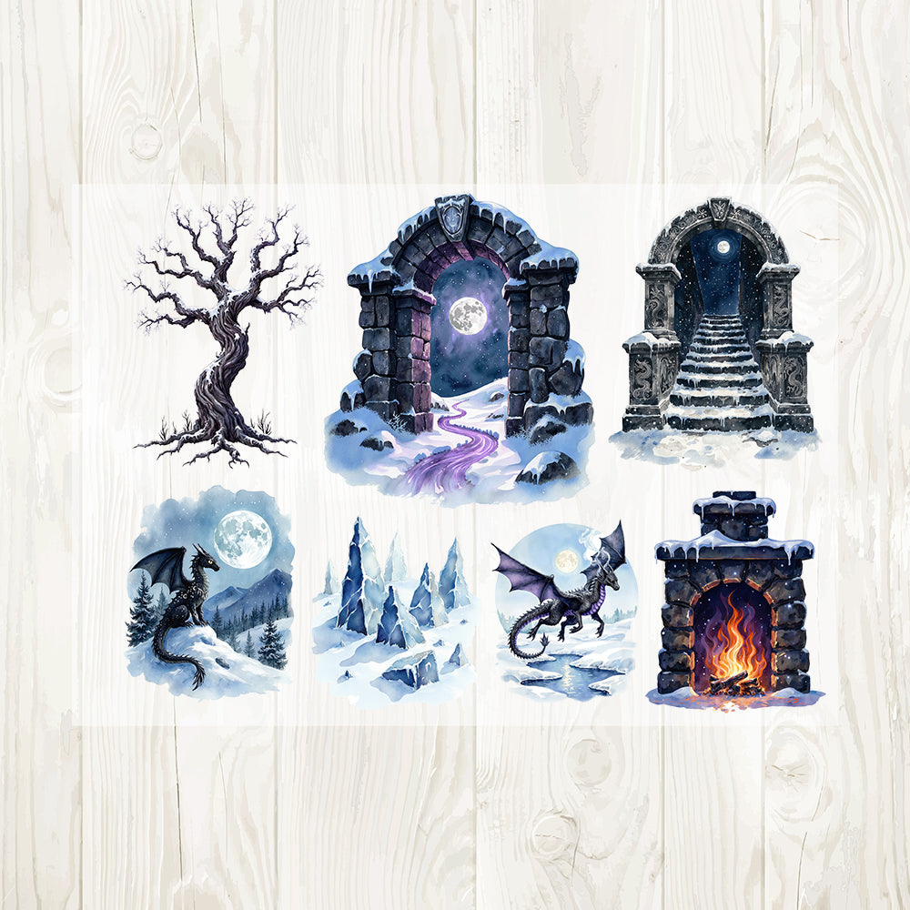 A4 Moonlight Dragon matte PET pre-cut large sticker 1 pack 3 sheets