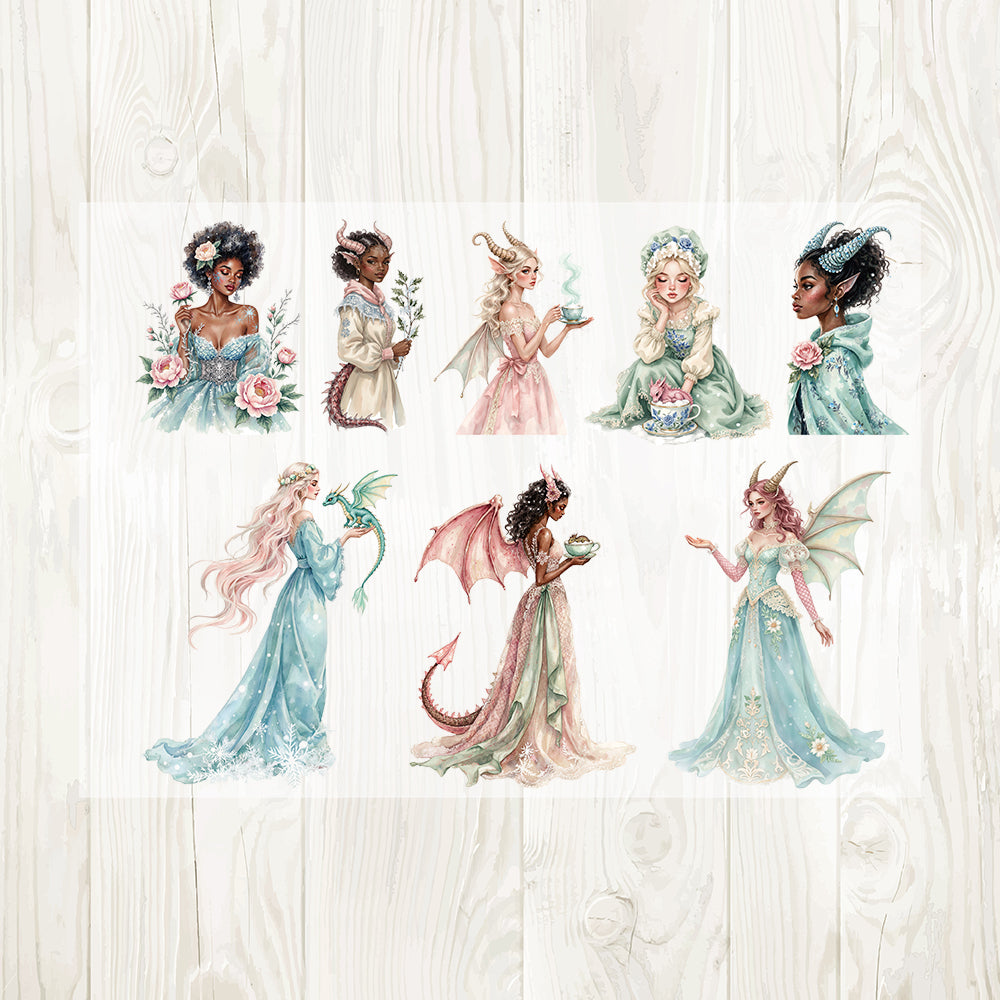 A4 Fairy and Dragon matte PET pre-cut large sticker 1 pack 3 sheets