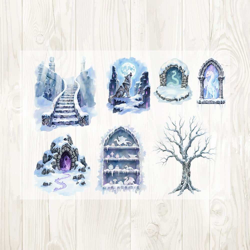 A4 Frost Dragon fantasy matte PET pre-cut large sticker 1 pack 3 sheets