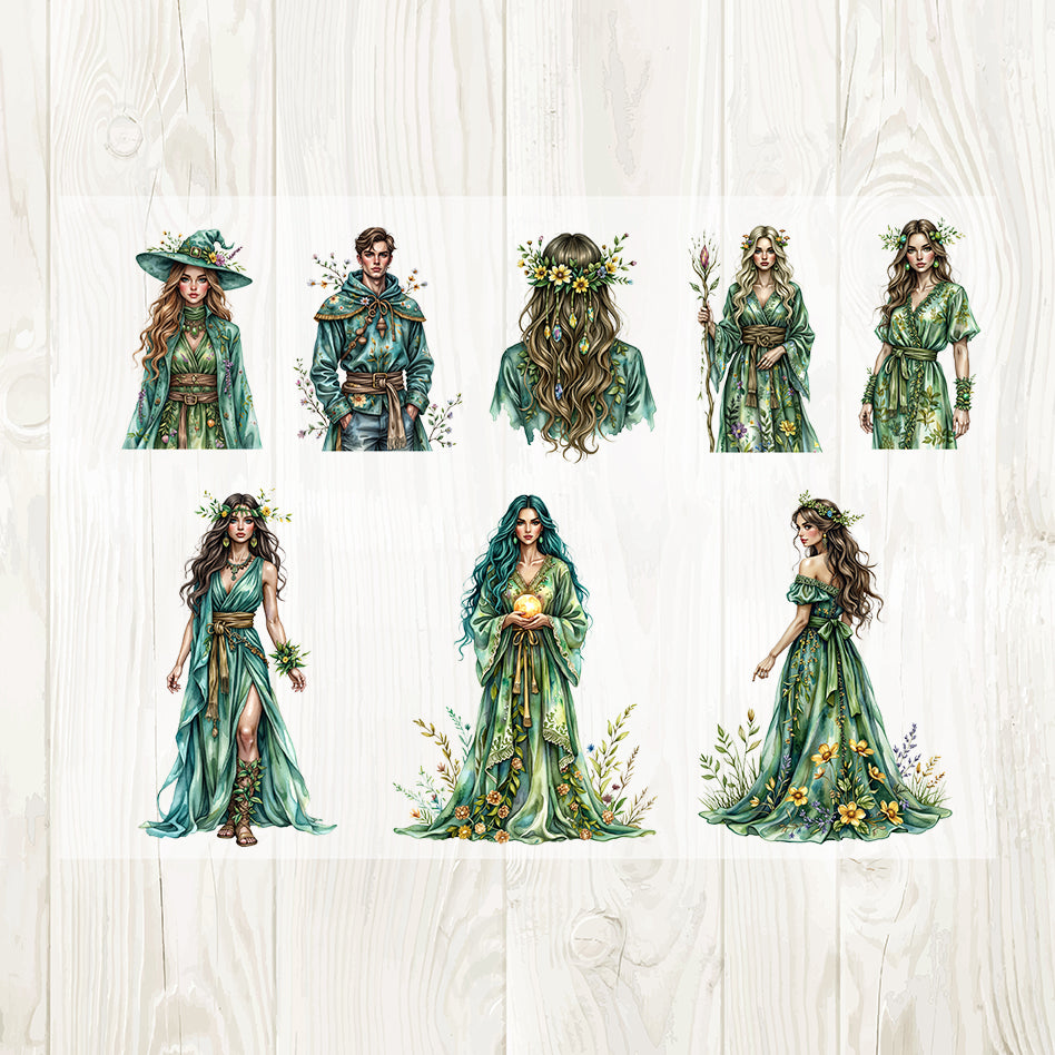 A4 Green Magic Forest matte PET pre-cut large sticker 1 pack 3 sheets