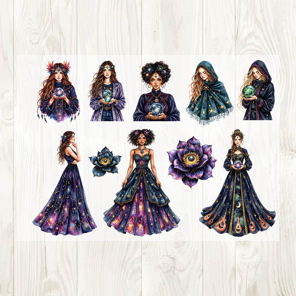 A4 Celestial magic matte PET pre-cut large sticker 1 pack 3 sheets